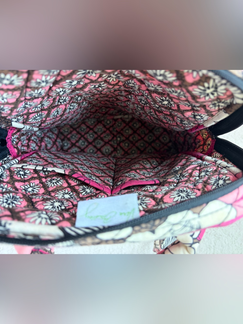 Like New Vera Bradley Quilted Floral Pink and Brown Women’s Backpack - Picture 8 of 13